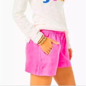 NWT Lilly Pulitzer Lilo Linen Shorts Hot Pink
